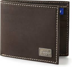 Carteira masculina dobrável, couro legítimo, presente para ele, Marrom, one size, Ocidental