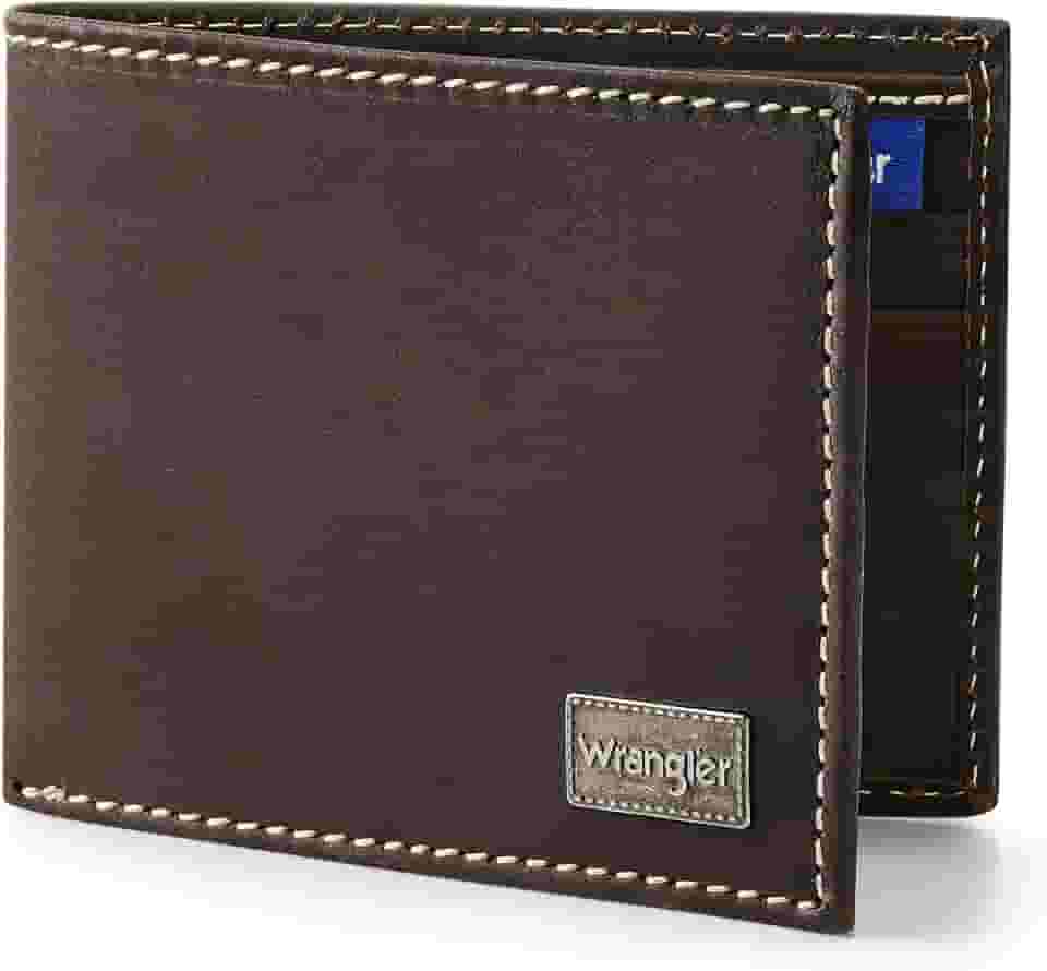 Carteira masculina dobrável, couro legítimo, presente para ele, Marrom, one size, Ocidental