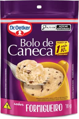 Dr. Oetker Bolo de Caneca Sabor Formigueiro, Mistura Pronta para Massa, Rápido Preparo, Pronto em Apenas 1 Minuto e 10 Segundos, Snacks ou Lanches Doces, 70g