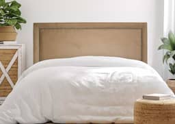 Cabeceira Queen Reta Luxo 160x60 Suede Bege - Tachas Fumê
