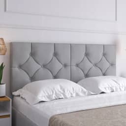 Cabeceira Estofada Luxo Casal Cama Classic 1.60 Queen (Cinza)