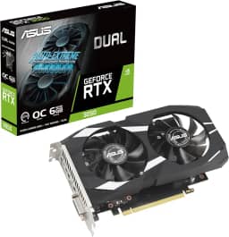 ASUS Placa gráfica dupla NVIDIA GeForce RTX 3050 6GB OC Edition Gaming - PCIe 4.0, 6GB de memória GDDR6, HDMI 2.1, DisplayPort 1.4a, design de 2 compartimentos, design de ventilador Axial-Tech,