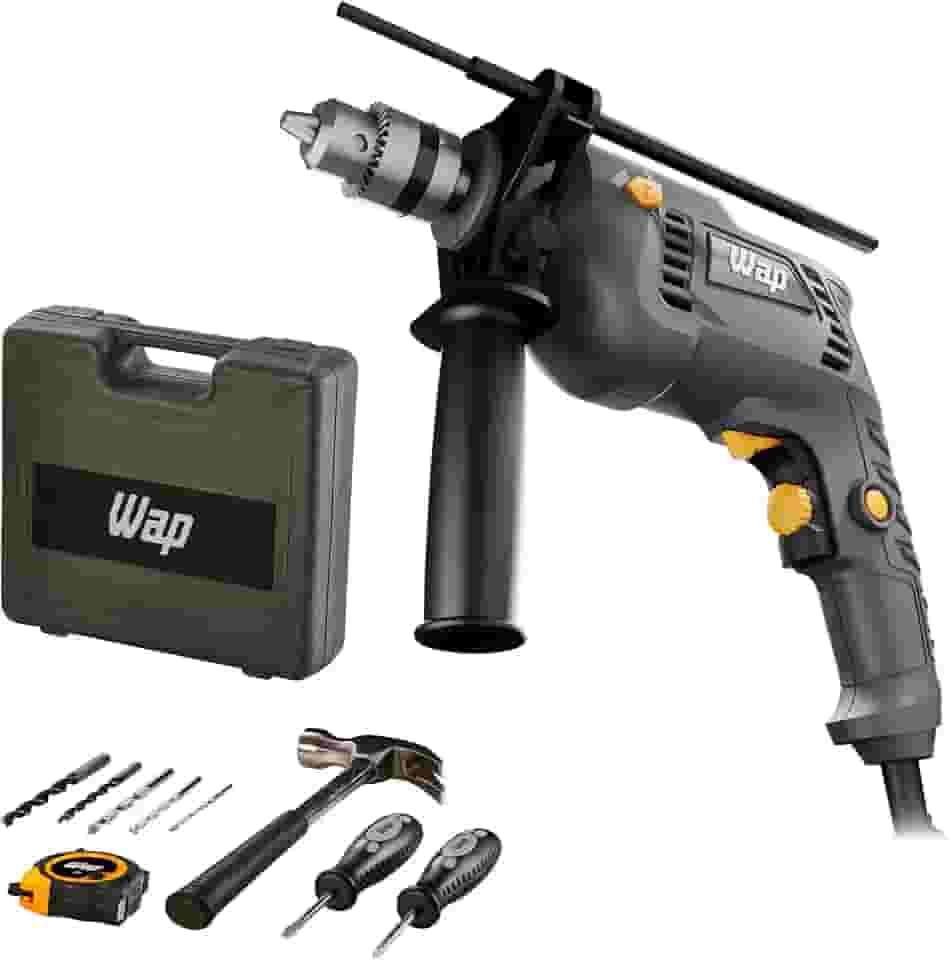 WAP Parafusadeira e Furadeira de Impacto 3/8' WF-700K10, com 11 Acessórios e Maleta, Controle de Velocidade, 700W 220V