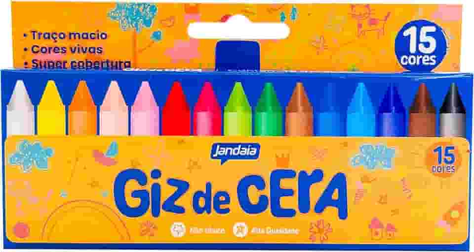 Giz de cera curto 15 cores redondo - Jandaia