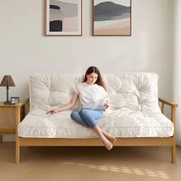 MAXYOYO Colchão Futon de 15 cm para adultos, sofá futons grosso de veludo, colchão de chão versátil para sala de estar, enchimento de espuma desfiada (moldura não incluída), bege