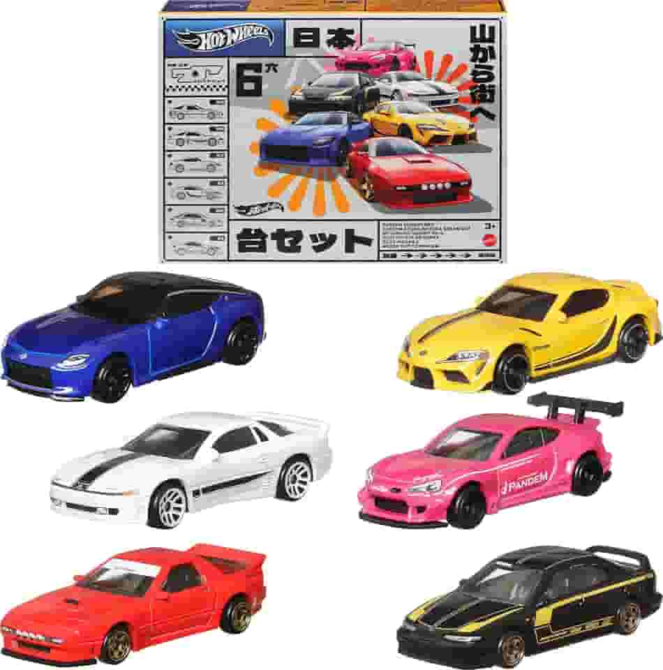 Hot Wheels Car Culture Premium Toy Car 6-Pack, Conjunto De 6 Die-Cast 1:64 Escala Veículos Japoneses Com Decoração Elevada (Estilos Podem Variar)