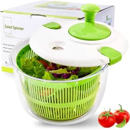 DoubleWave Spinner de salada de 4,24 litros | Girador de alface com orifícios de drenagem duplos | Spinner e coador de frutas fáceis para lavar, girar e escorrer frutas e vegetais | Livre de BPA e