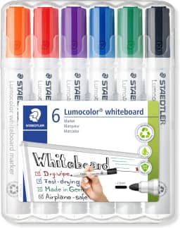 Marcador de Quadro Branco, Staedtler, Lumocolor, 351 WP6 03, 6 Cores