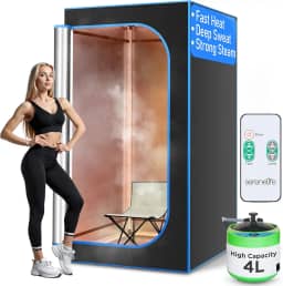 SereneLife Sauna portátil para casa, barraca de sauna a vapor com vaporizador de 4L, cadeira de sauna dobrável, sauna de desintoxicação pessoal compacta, spa doméstico com controle remoto, 180 cm x 89