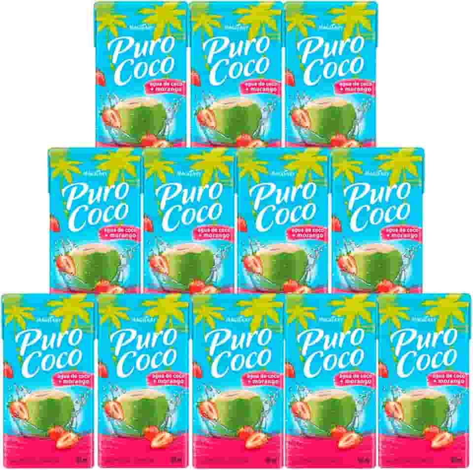 Água de Coco Puro Coco Morango 180ml 12 Unidades
