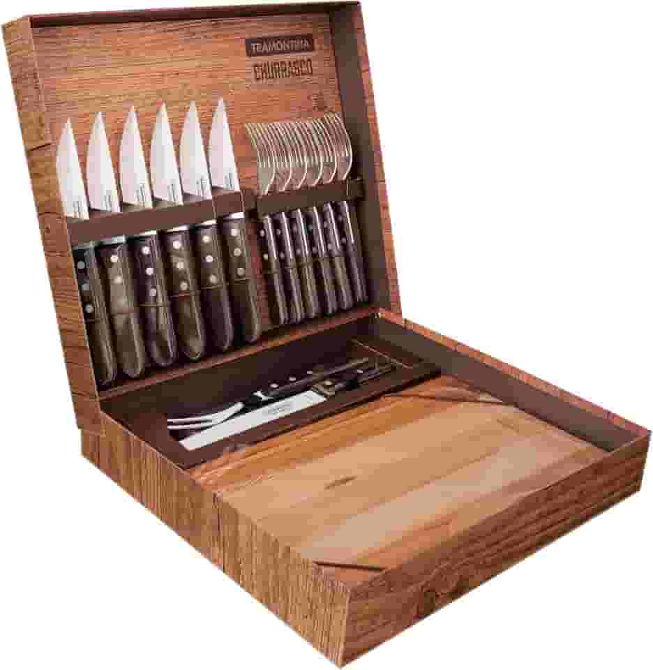 Kit Churrasco Inox 15pc Polywoo Cas Tramontina Castanho No Voltagev