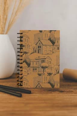 Caderneta 1/8 flexível Kraft House cod. 0485 com 80 folhas pautadas - abyaragraf