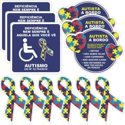 Kit 12 Adesivos Colante Símbolo Autista para Carro PCD Aspectro Inclusão