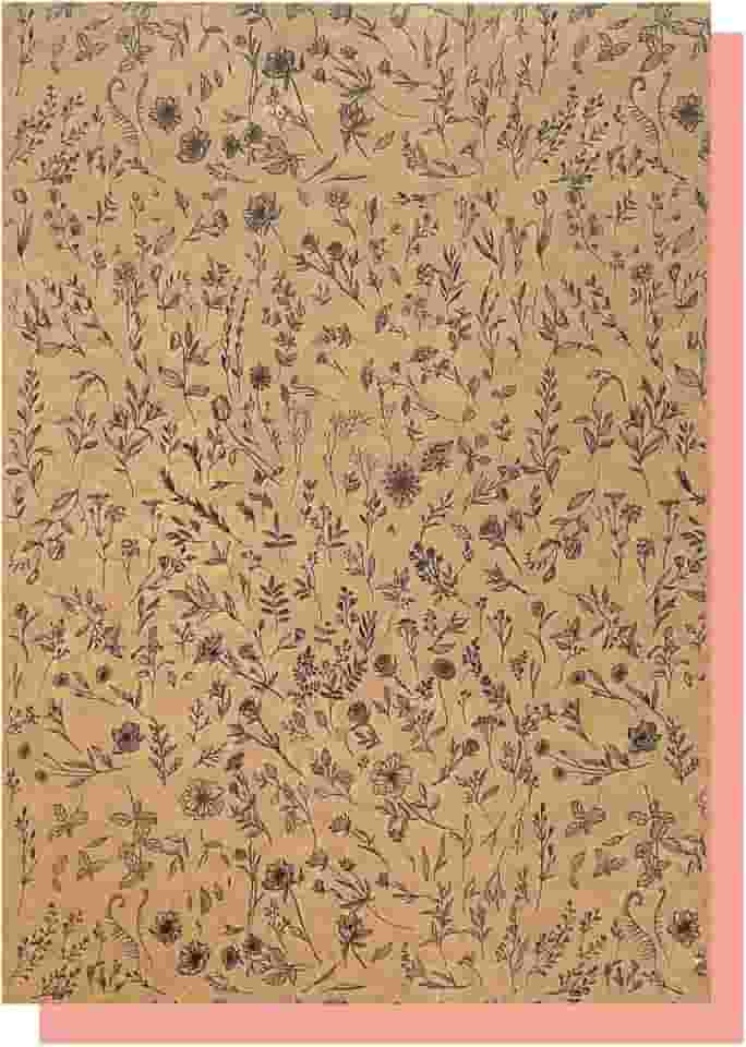 Folhas Seda Kraft Estampa Floral Premium 25x35cm com 100 Presentes e Embalagens Criativas com Toque Sofisticado Eco Box (Preto)