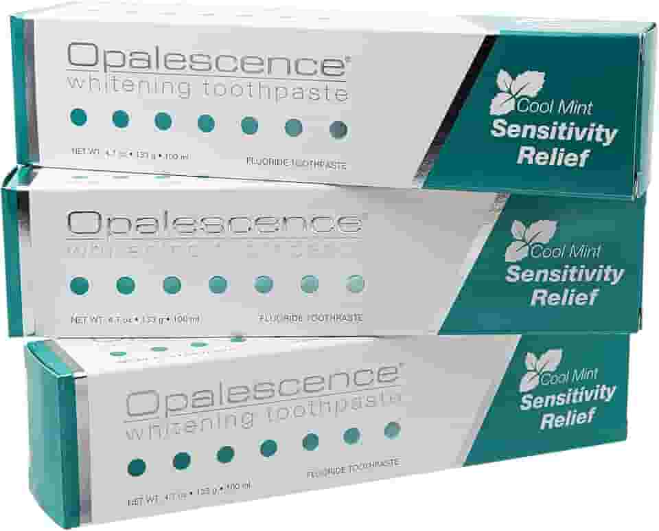 Opalescence Creme dental clareador para dentes sensíveis – higiene oral, sabor menta, sem glúten – pacote com 3
