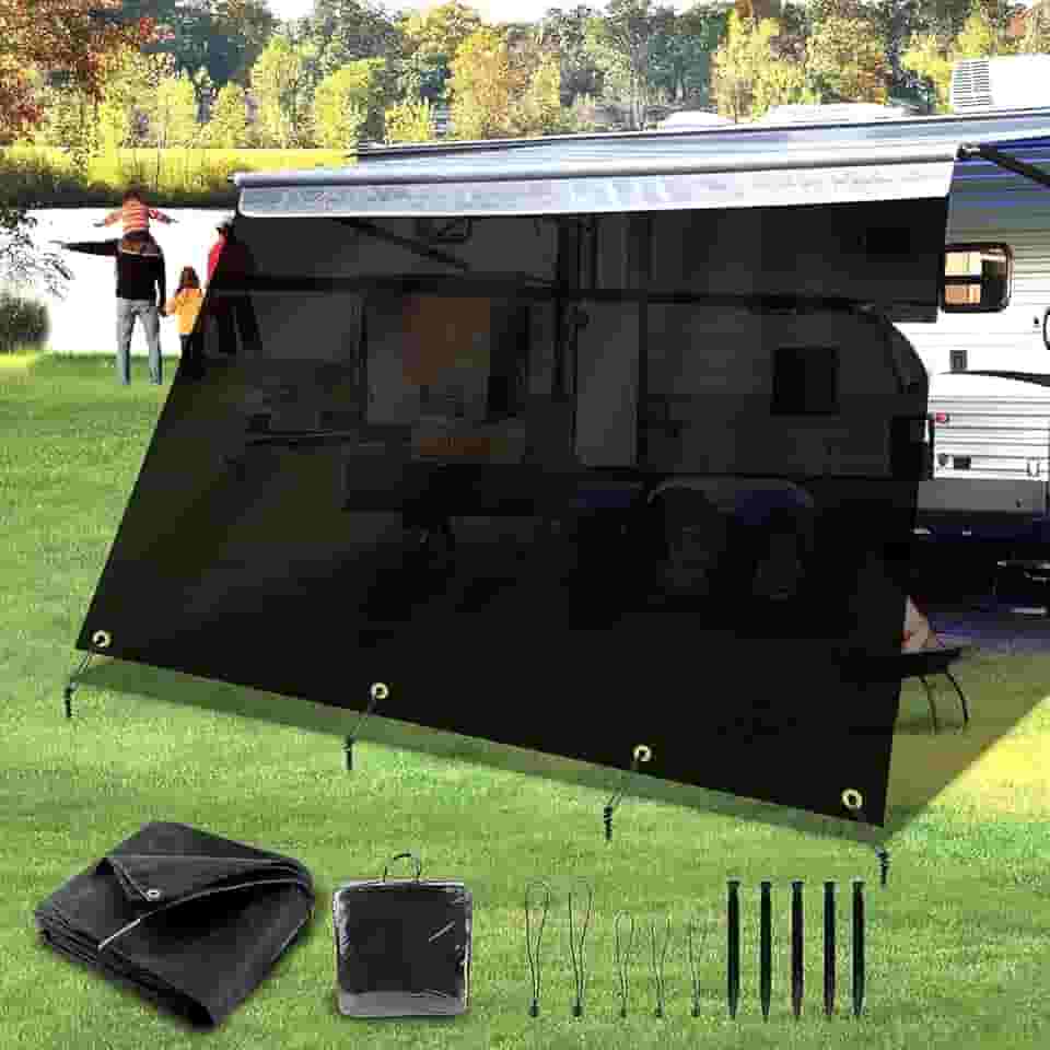 Toldo para trailer, 2,4 m x 3,8 m – Kits completos bloqueadores UV de malha preta