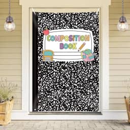 YQUQWN Composition Notebooks Backdrop, 40×60 Inch Classroom Library Students Photography Banner, We Love Books Reading Marble Notebooks for School Kids Home Office Reading Decorations Supplies