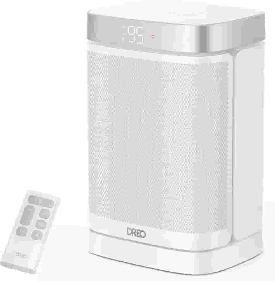 Dreo Aquecedor de ambiente Atom One com controle remoto, aquecedores elétricos oscilantes de 70° com termostato digital, aquecedor de cerâmica PTC de 1500W, temporizador de 12h, aquecimento silencioso