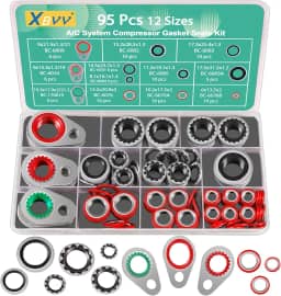 95 peças 12 tamanhos premium a/c sistema de condicionamento de vedação de junta de compressor, kit de junta de vedação de porta de compressor de ar condicionado automotivo conjunto de v