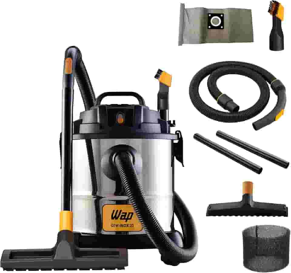 WAP Aspirador de Pó e Água Barril GTW INOX 20, Compacto, 20 Litros, com Filtro Lavável, 160mbar 1600W 127V