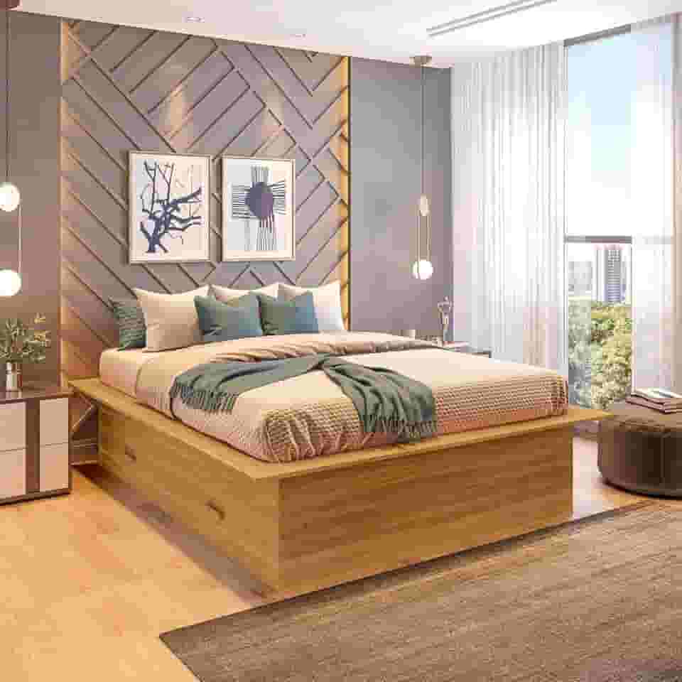 Cama Casal Adulto com 4 Gavetas Gades Yescasa Freijó