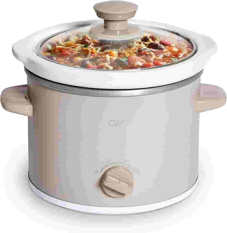 COOK WITH COLOR Mini Panela Elétrica Redonda De Cozimento Lento 2 Qt - Configurações Ajustáveis, Cerâmica Removível, Tampa Vidro Temperado, Lavável Na Máquina Lavar Louça, Alças Laterais Frias Ao To
