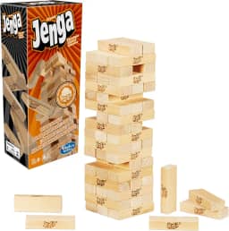 Hasbro Gaming Jenga clássico Jogo de equilíbrio e estratégia com 54 peças, jogos infantis para crianças a partir de 6 anos