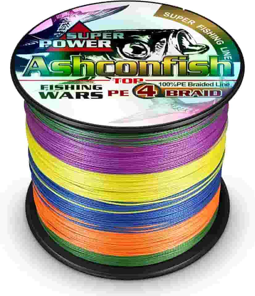 Ashconfish Linha de pesca trançada - 4 fios super fortes PE pesca fio multifilamento corda de pesca ultra potência 2,7 kg-45,4 kg, tração pesada para água salgada e pesca de água doce