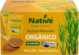 Açúcar Mascavo Orgânico 50 sachês de 4g Native