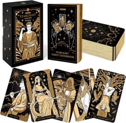Wyspell Cartas de tarô - Tarô Starlight com livro guia, baralho de tarô exclusivo para iniciantes, cartas modernas de adivinhação (ouro)