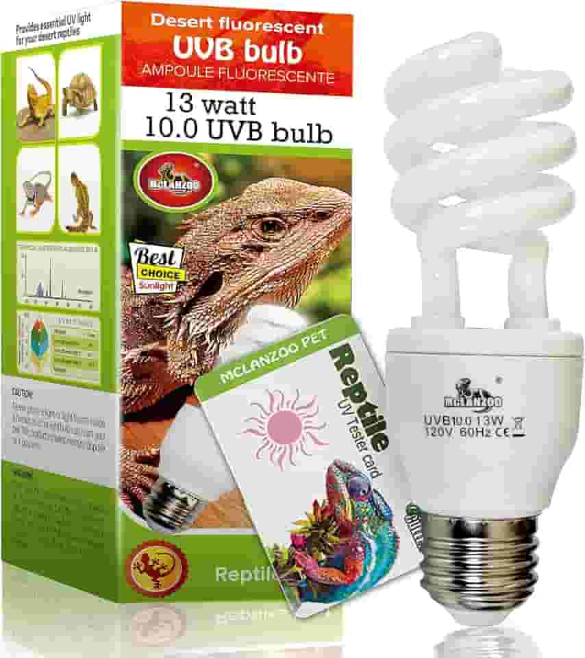 Lâmpada de réptil UVA UVB Light 10.0 13W deserto compacta fluorescente lâmpada de terrário para dragão barbudo, tartaruga, cobra, lagartixa, lagarto com cartão de testador UV