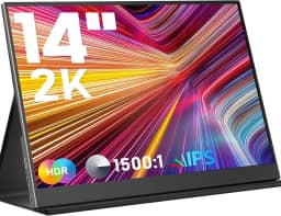 Monitor portátil, 14 polegadas 3: 2 QHD IPS Laptop Display, Dual USB C HDMI Laptop Screen Extender, 2160 * 1440P Gaming Display com 2 alto-falantes, Monitor de viagem para laptop PS4 / 5 PC Telefone