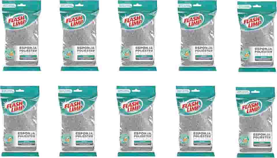 Flash Limp Kit Com 10 Esponjas Multiuso Poliéster Limpa Sem Riscar Ep1416360-10