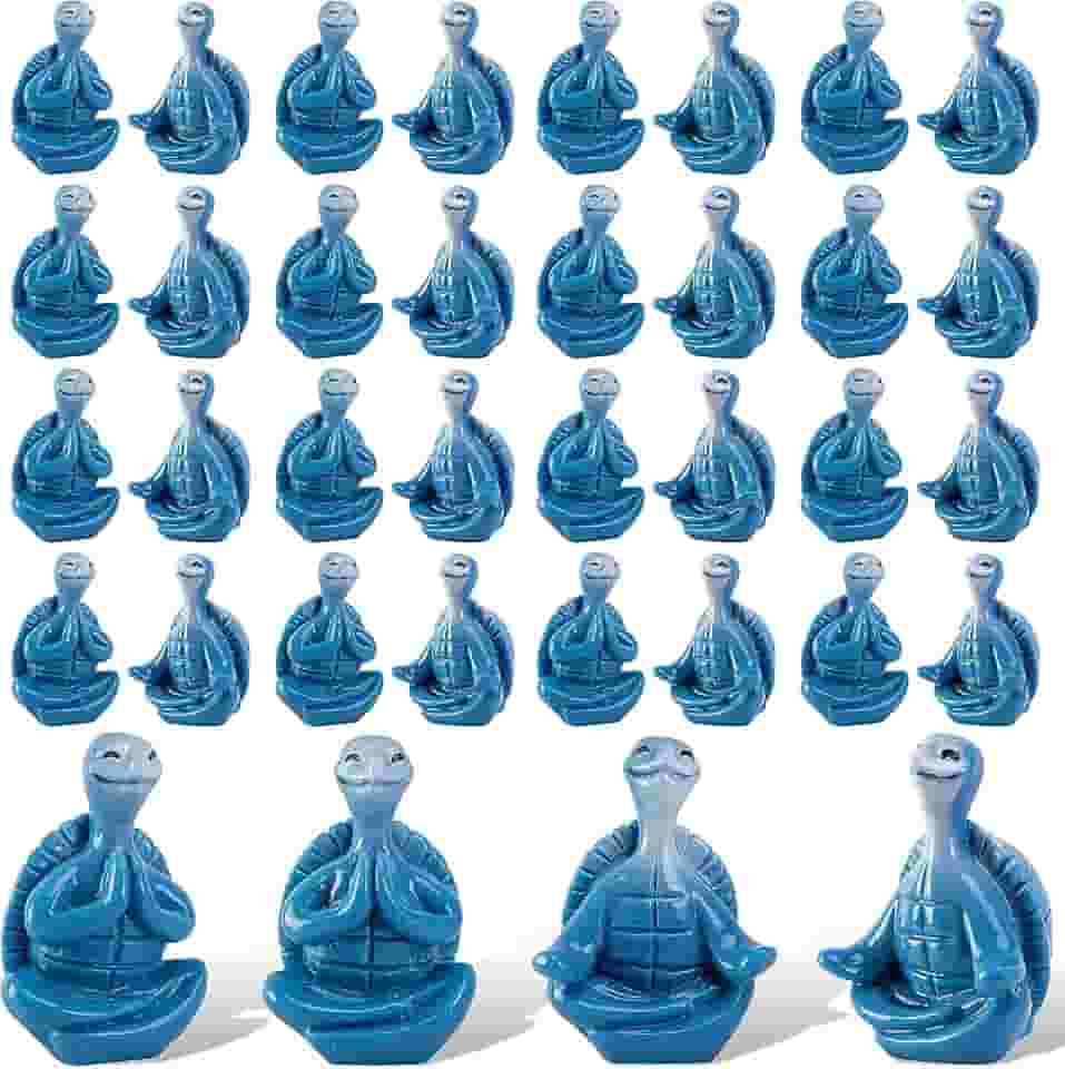 Watayo 24 mini estatuetas de ioga de meditação de tartaruga marinha, estátua de resina de tartaruga de ioga zen em miniatura, praia costeira, pequenas tartarugas meditativas, decoração para casa