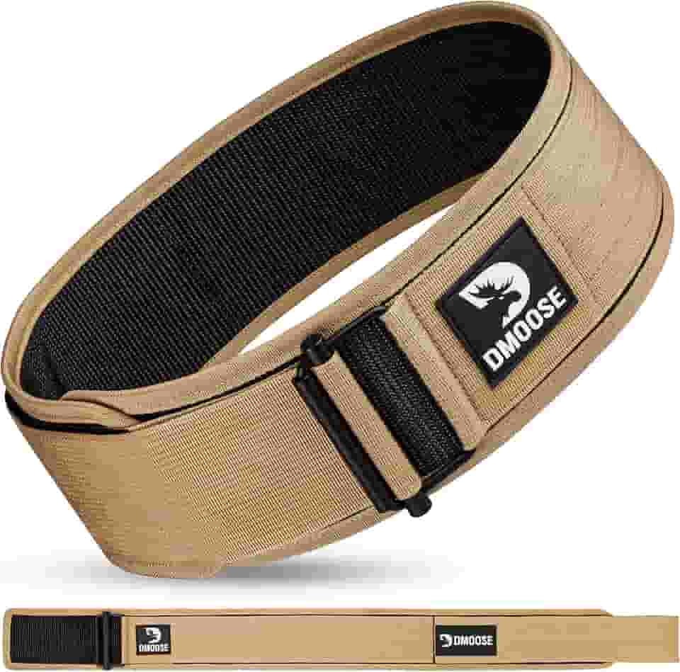 Cinto de levantamento de peso DMoose – Cinto de ginástica com trava automática para treinamento olímpico, WOD, Cross Training para homens e mulheres – Cinto de treino de nylon de 10 cm com fivela ajustável – oferece suporte lombar e estabilidade