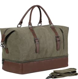 Bolsa de viagem de couro com bolso para sapatos, bagagem de mão grande, impermeável, esportiva, C1 - Verde, Tendência