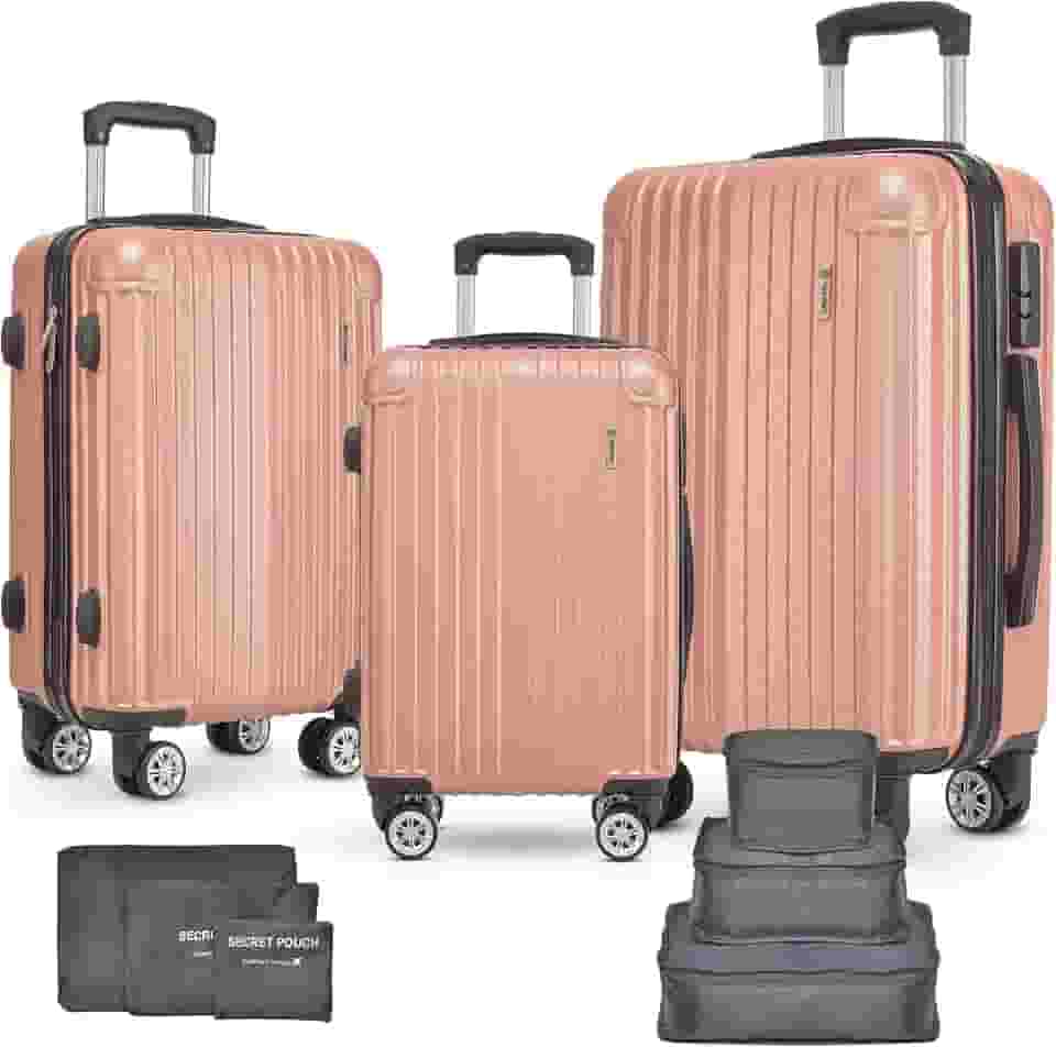 Jogo Malas PMG ABS 10kg 23kg 32kg HolySun! com organizador (Rosé)