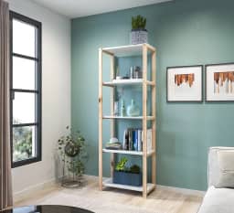 Estante para Livros e Decoração em Madeira com 5 Prateleiras em Mdp