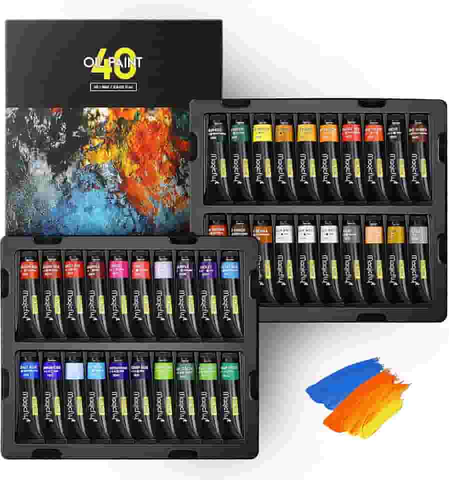 Tinta a óleo, 40 peças (18 ml/17.0 g) com caixa de armazenamento, pigmentos ricos, tintas vibrantes, não tóxicas para artistas profissionais, pintores de hobby e crianças, ideal para pintura em tela