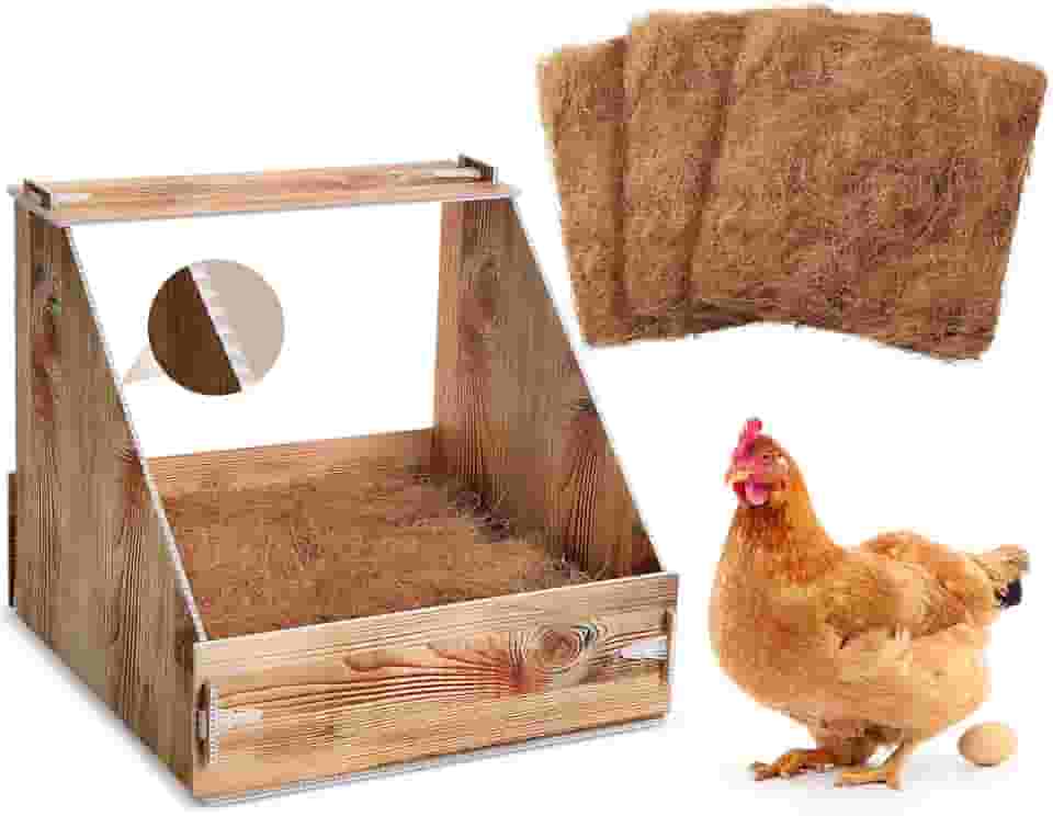 Caixa de ninho de galinha com 3 almofadas para postura de ovos caixa de ninho de galinha de plástico com superfície de madeira para galinheiro e galinheiro