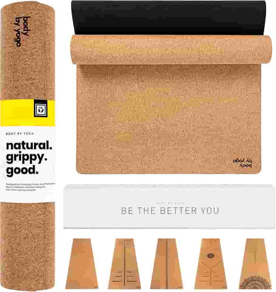 Tapete de ioga Studio Cork - antiderrapante, leve e compacto. Versão ideal para viagens do nosso tapete de luxo. Natural, não tóxico, ecológico. Linhas de alinhamento opcionais. Ótimo para ioga quente