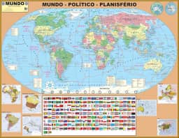 Mapa Mundi Mundo Politico - Placas Tectônicas Escolar 120 X 90 Cm Gigante