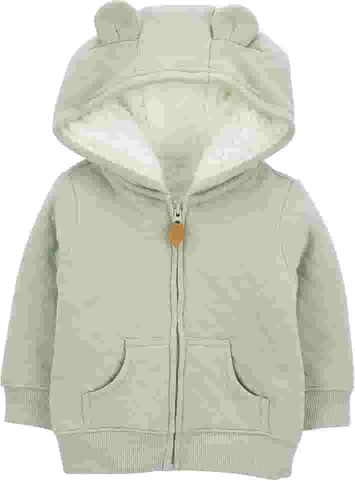 Casaco de moletom com capuz para bebês meninos com forro sherpa