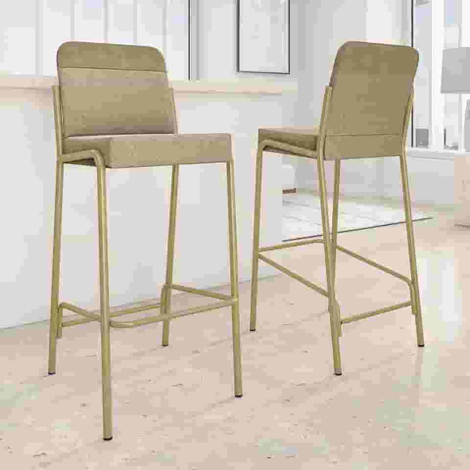 Kit 2 Banquetas Altas Duo Carraro (Bamboo e Dourado)