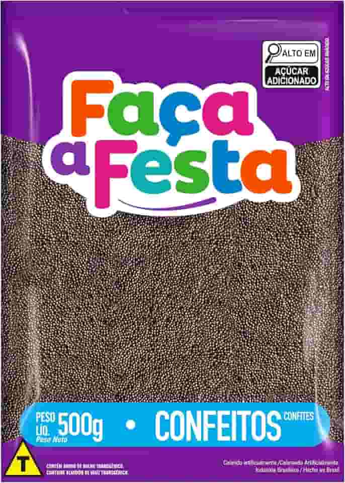 Faça a Festa – Confeito Brigadeiro 500g | Ideal para Decoração e Cobertura de Doces e Bolos | Crocante, Brilhante e com Sabor Irresistível