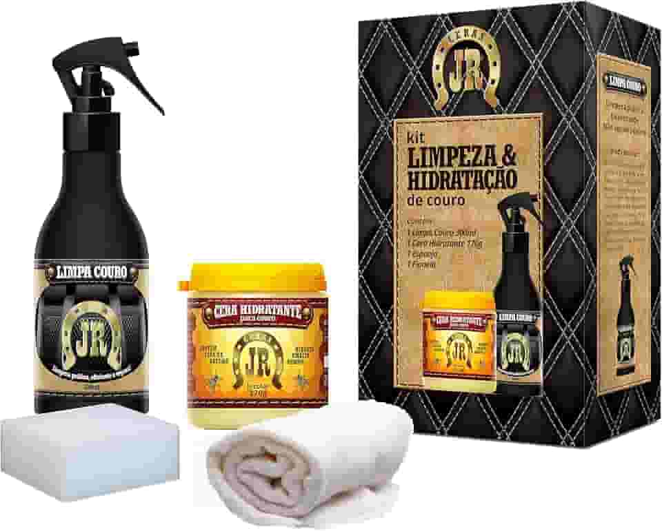 Kit Limpa Couro Jr 300ml + Hidratante De Couro JR 170g para Banco automotivo, jaqueta, sofá, sela, bolsa, sapatos