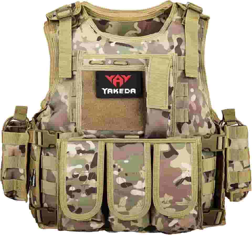 YAKEDA Colete tático Airsoft para atividades ao ar livre, ajuste ajustável para adultos