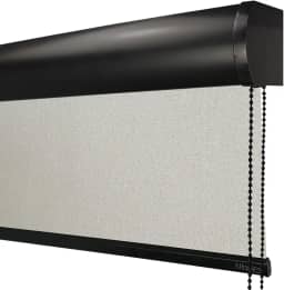 Cortina Persiana de Rolo Blackout Para Quarta e Sala 1,40 (lar) x 1,40 (alt) (Linho Natural - COM BANDÔ - Acabamento Preto)