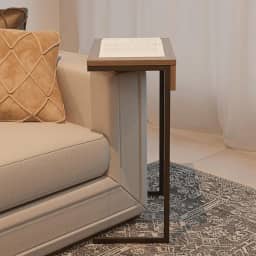 Mesa de Apoio Lateral Sofá Notebook Aço Madeira Canto Leitura Cabeceira Sala Preta Nogueira Pliar