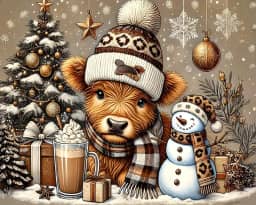 Axquilon Kit de pintura de Natal por números para adultos iniciantes - vaca Highland Kits de pintura por números em tela, kits fáceis de pintar por número para adultos para decoração de parede de casa